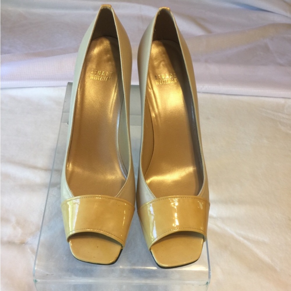 Stuart Weitzman Open Toe Yellow Heels Size 10 - image 3
